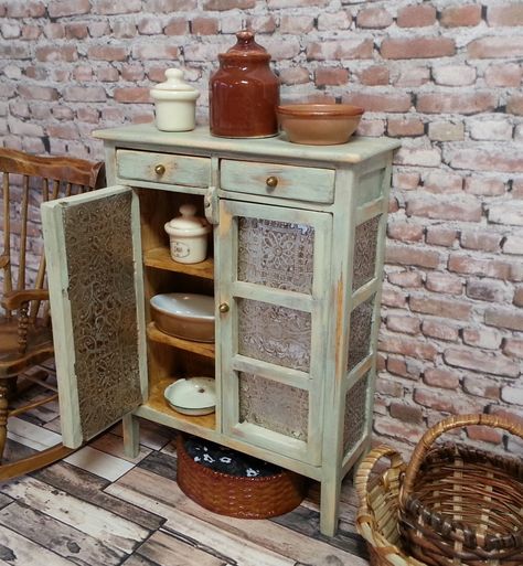 Jelly Cabinet Makeover, Pie Safe Cabinet Makeover, Deck Cabinet, Vintage Pie Safe, Dresser Repurpose, Pie Cabinet, Country Pie, Jelly Cabinet, Trex Decking