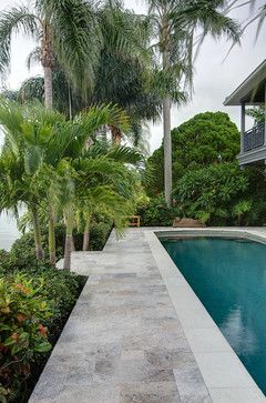 Silver Travertine Pavers - tropical - Pool - Tampa - Stone-Mart Travertine Pool Decking, Pool Paving, Pool Pavers, Travertine Pavers, Travertine Pool, Stone Pool, Swimming Pool Landscaping, Pool Renovation, Tropical Pool