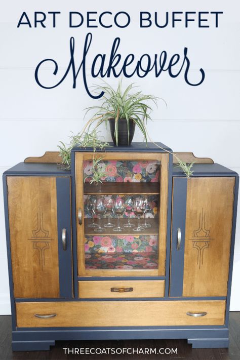 Makeover Art, Stained Furniture, Art Deco Buffet, Restored Furniture, Buffet Makeover, Deco Interiors, Refinishing Furniture Diy, Furniture Flipping, Upcycle Ideas