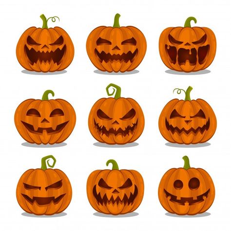 Colección de calabazas halloween sobre f... | Premium Vector #Freepik #vector #fondo #fiesta #diseno #halloween Carving Aesthetic, Pumpkin Carving Aesthetic, Calabazas Halloween, Pumpkin Cravings, Creative Pumpkin Painting, Halloween Pumpkin Carving Stencils, Set Background, Halloween Pumpkin Designs, Pumpkin Carvings Stencils