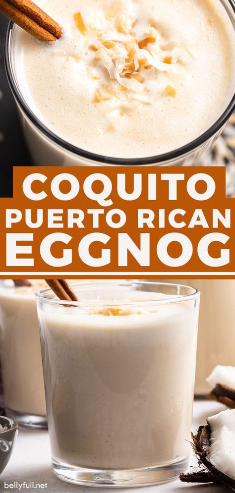 Coquito Recipe Puerto Rican Authentic, Coconut Eggnog Recipe, Coquito Drink, Coconut Eggnog, Coconut Milk Drink, Coquito Recipe, Beverage Cart, Recipes Drinks, Rican Food