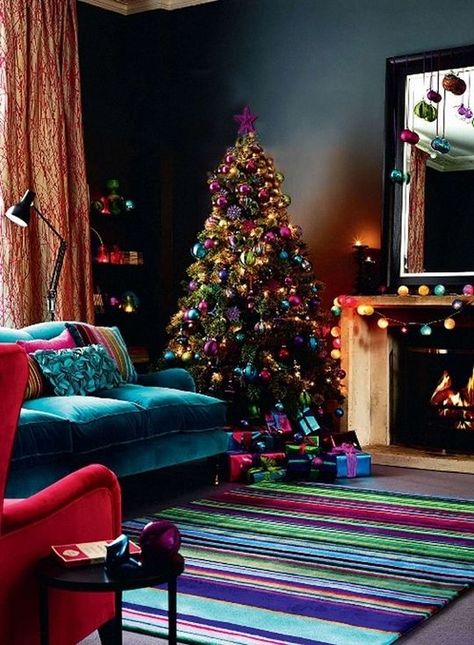 Christmas Spirit has Arrived! | Maria Killam Bohemian Christmas, Christmas Decorations Living Room, Purple Christmas, Christmas Living Rooms, Boho Christmas, Noel Christmas, Christmas Love, Blue Christmas, Christmas Inspiration