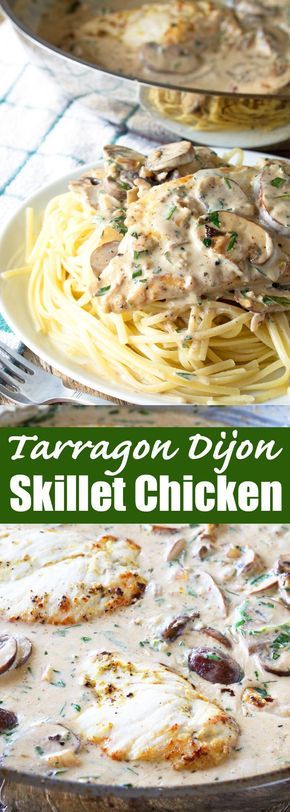 This easy skillet chicken dish gets elevated with the flavor of fresh tarragon. Creamy Tarragon Dijon Skillet Chicken is a 30 minute meal you will want to eat every day! Tarragon Recipes, Chicken Lickin, Easy Skillet Chicken, Meat Dish, Easy Skillet, Light Meals, Chicken Dish, Eat Pizza, Skillet Chicken