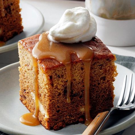 Sticky Toffee Pudding with Butterscotch Sauce — Taste of Home Sticky Toffee Pudding With Butterscotch Sauce, Cranberry Pudding, Butterscotch Sauce Recipes, Butterscotch Recipes, English Desserts, British Desserts, Butterscotch Sauce, Easy Sweets, Potluck Desserts