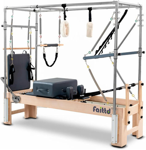 Quality Pilates Equipment: Faittd an equipment manufacturer specializing in p Pilates fitness, twenty years of precise design of fitness equipment, putting all high quality products into the hands of customers, providing a home fitness system that restores total health. Use our Pilates reformer to improve your posture and have a better quality of life. The Pilates Cadillac Gym is a combination gym and Cadillac. It can be safely and easily converted between Cadillac and Reformer. Reformer Machine, Pilates Cadillac, Pilates Machine, Pilates Equipment, Reformer Pilates, Yoga Equipment, Home Workouts, Yoga Training, Cycling Workout