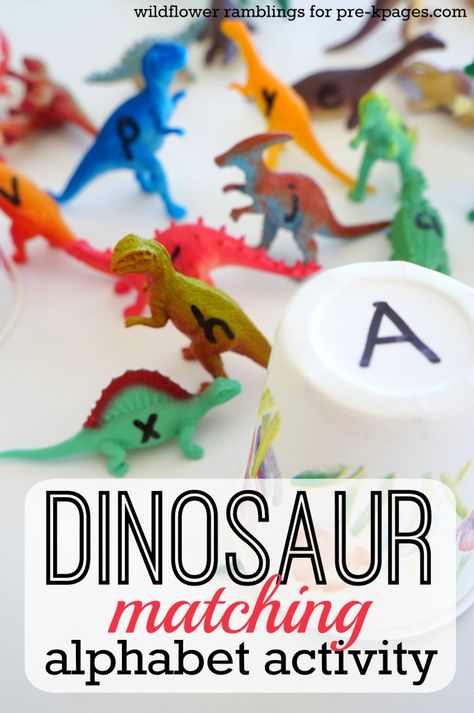 Fun, Hands-On Dinosaur Alphabet Matching Activity for Preschool! Alphabet Matching Game, Alphabet Activity, Dinosaurs Preschool, Dinosaur Alphabet, Alphabet Matching, Dinosaur Activities, Preschool Literacy, Dinosaur Crafts, Letter Formation