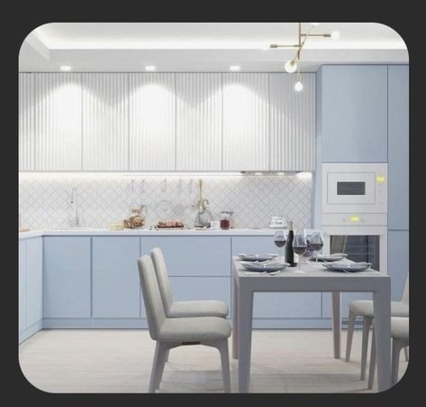 Blue Kitchen Interior, Modern Kitchen Layout, Small Kitchen Decoration, Modern Kitchen Cabinet Design, Dream Kitchens Design, Kitchen Interior Design Decor, Kitchen Interior Design Modern, Kitchen Design Plans, Kitchen Design Decor