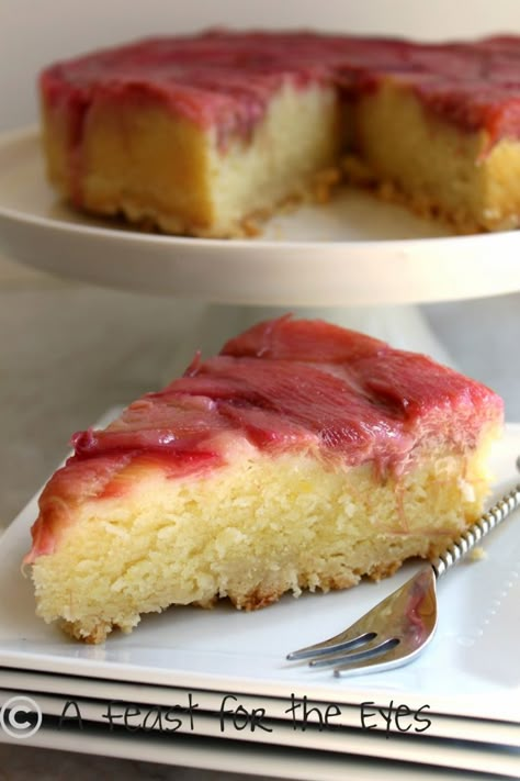 Rhubarb Upside Down Cake, Rhubarb Coffee Cakes, Rhubarb Desserts, Rhubarb Cake, Rhubarb Recipes, Coffee Cake Recipes, A Piece Of Cake, Upside Down Cake, Piece Of Cake