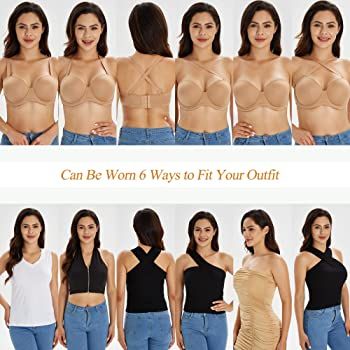 HACI Women's Full Coverage Strapless Bra Plus Size Underwire Multiway Bras(32D, Pecan) : Amazon.ca: Clothing, Shoes & Accessories Posture Bra, Push Up Strapless Bra, Multiway Bra, Minimiser Bra, Strapless Bandeau, New Bra, Plus Size Bra, Everyday Bra, Strapless Tops