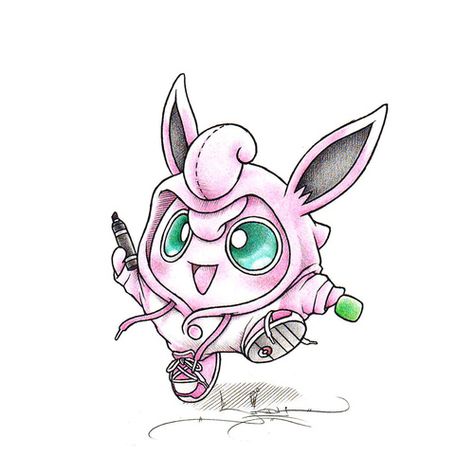 "When I grow up" Jigglypuff in a Wigglytuft onesie Mark Art, Cosplay Pokemon, Pokemon Jigglypuff, Baby Pokemon, Pokemon Costumes, Pokemon Sketch, Pikachu Wallpaper, Pokemon Tattoo, Pokemon Cosplay