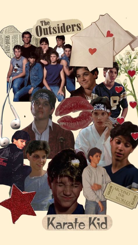 Ralph Macchio Wallpaper Collage, Ralph Macchio Wallpaper, Daniel Karate Kid, Ralph Macchio The Outsiders, Benny The Jet Rodriguez, Kids Collage, Brown Eye Boys, The Karate Kid 1984, William Zabka