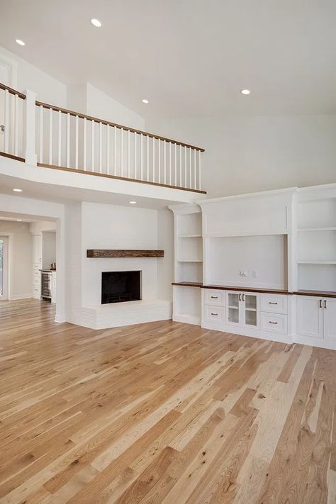 Modern Farmhouse Renovation | Koby Kepert Hickory Floor, Hickory Floors, Floor Fireplace, Rustic Hardwood Floors, Hickory Hardwood Flooring, Mudroom Flooring, Hickory Hardwood Floors, Hardwood Floor Colors, Hickory Flooring