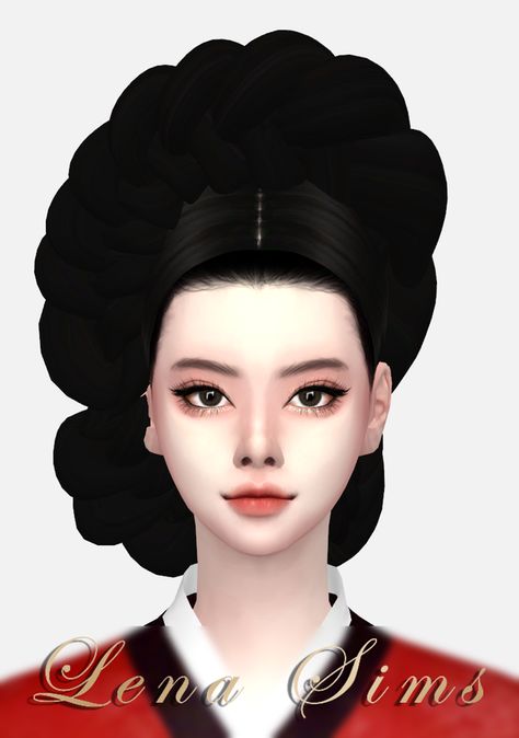 Sims 4 Korean Hair, Sims 4 Cc Asian Hair, Asian Hair Sims 4, 1700s Hair, Japan Hairstyle, Sims Aesthetic, Sims 4 Cc Patreon, Sims Outfits, Medieval Outfit