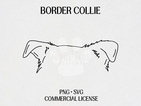 Dog Outlines Tattoos, Border Collie Ears Outline Tattoo, Border Collie Embroidery, Border Collie Ears Tattoo, Border Collie Tattoo Outline, Border Collie Outline, Dog Ears Drawing, Collie Tattoo, Border Collie Tattoo