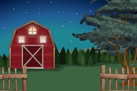 The Farmhouse, On The Farm, The Farm, Night Time, Vector Art, Vector Free, Royalty Free, Farmhouse, For Free