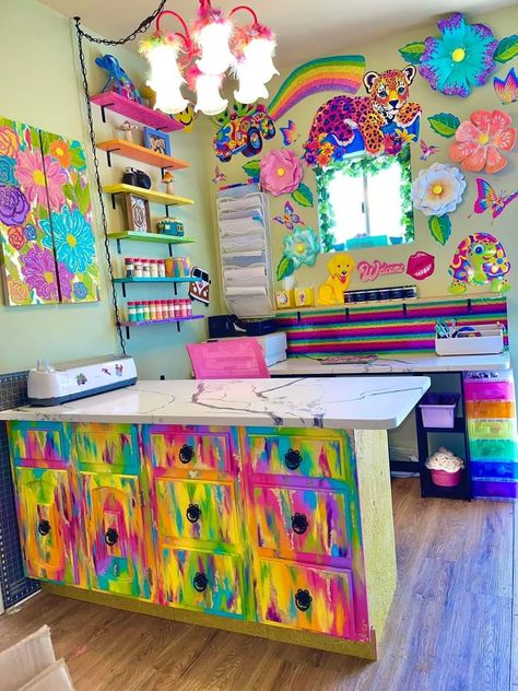 Lisa Frank Office, Lisa Frank Decor, Funky Interior Design, Bright Room Colors, Arts And Crafts Storage, Fun Furniture, Room Transformation, The Cabinet, Lisa Frank