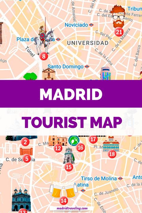 The Best Madrid Tourist Map to Easily Explore the Top-rated Attractions Madrid Tourist Map, Madrid Tourist Attractions, Madrid Attractions, Map Of Madrid, Madrid Map, Madrid Nightlife, Spain Places To Visit, Spain Destinations, Visit Madrid