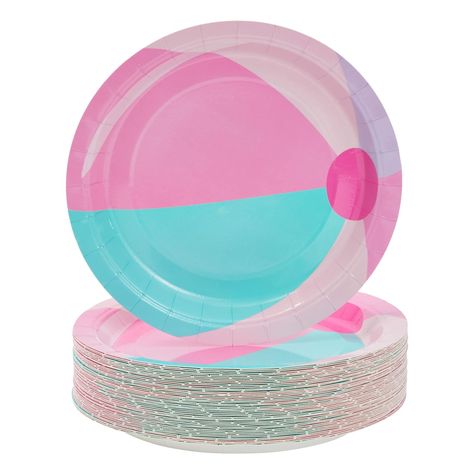 PRICES MAY VARY. Beach Party Plates: These beach ball-themed party plates are ideal for creating a coordinated theme for an upcoming party or celebration Beach Theme Party Decorations: The small summer plates are light blue and pink, decorated with pool and beach-themed designs Reliable Quality: Each of the pool party paper plates is made with high-quality 350gsm paper, ideal for holding a variety of foods and desserts Dimensions: The beach paper plates are 7 inches in diameter, the perfect size Peace Out Summer Party, Beach Theme Party Decorations, Barbie Pool, Barbie Pool Party, Pool Party Supplies, Dessert Summer, Paper Construction, Barbie Theme Party, Pool Party Decorations