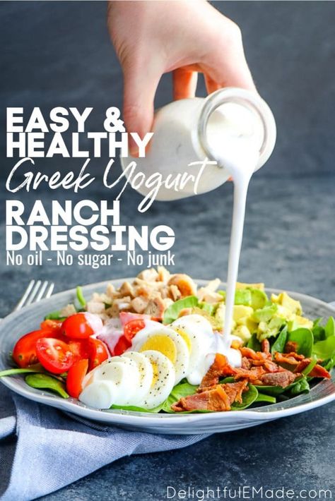 Healthy Ranch Dressing Recipe, Healthy Homemade Ranch Dressing, Greek Yogurt Veggie Dip, Healthy Homemade Ranch, Greek Yogurt Salad Dressing, Oil Salad Dressing, Healthy Ranch, Olive Oil Salad Dressing, Greek Yogurt Ranch Dressing