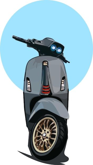 Cartoon Motorcycle Art, Vespa Vector Design, Motor Cartoon, Vespa Cartoon, Vespa Vector, Vector Motor, Cartoon Motorcycle, Vespa Illustration, Motorized Scooter