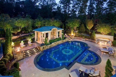 16 Stunning Mediterranean Swimming Pool Designs To Beautify Your Yard Luxury Swimming Pools, Pool Landscape Design, Swimming Pool House, Luxury Pools, Pool Construction, Dream Pools, Pool Builders, Beautiful Pools, Luxury Pool