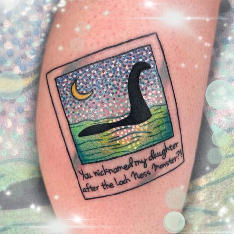 Lock Ness Monster Tattoo, Lockness Monster Tattoo, Loc Ness Monster Tattoo, Lochness Monster Drawing, Loch Ness Monster Tattoo, Nessie Tattoo Loch Ness Monster, Loch Ness Monster Art, Monster Tattoo, Loch Ness Monster