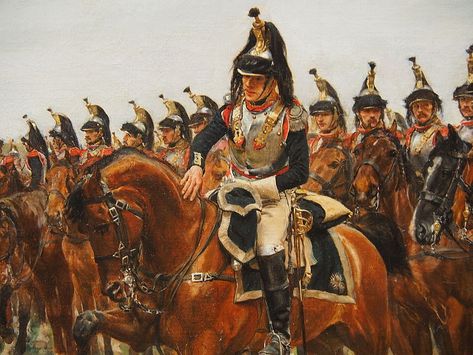 Heavy Cavalry, Military Illustration, Battle Of Waterloo, Military Drawings, Historical Painting, Historical Period, French Army, Napoleonic Wars, Military Art