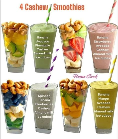 Cashew Smoothie, Smoothie Flavors, Fruit Smoothie Recipes Healthy, Smoothie Recipes Healthy Breakfast, Resep Diet, Smoothie Drink Recipes, Healthy Food Dishes, Best Salad Recipes, Makanan Diet