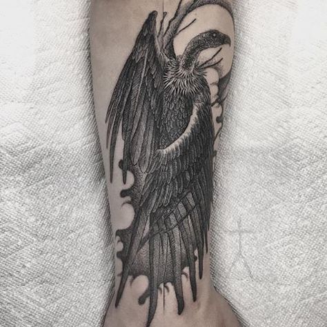 Turkey Vulture Tattoo, Vulture Tattoo, 2023 Tattoo, Turkey Vulture, Georgia Usa, Body Tattoos, Blue Ink, White Ink, Blackwork