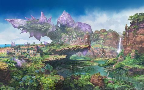 Thavnair Concept Art - Final Fantasy XIV: Endwalker Art Gallery Anime Places, Final Fantasy Artwork, Final Fantasy Art, Architecture Painting, Fantasy Places, Landscape Scenery, Final Fantasy Xiv, Fantasy Art Landscapes, Environment Design