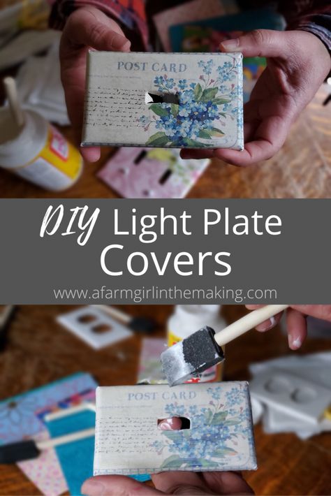 Diy Outlet Covers, Plate Covers Diy, Diy Light Switch, Electric Outlet Covers, Light Switch Covers Diy, Light Plate Covers, Decorative Light Switch Covers, Decorative Switch Plate, Wrapped Lights