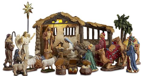 Three Kings Gifts 23 Pieces, 5-Inch The Real Life Nativity - Includes Lighted Stable, Palm Tree and Chests of Gold, Frankincense and Myrrh -- Want to know more, click on the image. (This is an affiliate link) Gold Frankincense And Myrrh, Three Kings Gifts, Nativity Scene Sets, Catholic Christmas, Frankincense And Myrrh, Catholic Company, Christmas Nativity Set, Nativity Scenes, Frankincense Myrrh