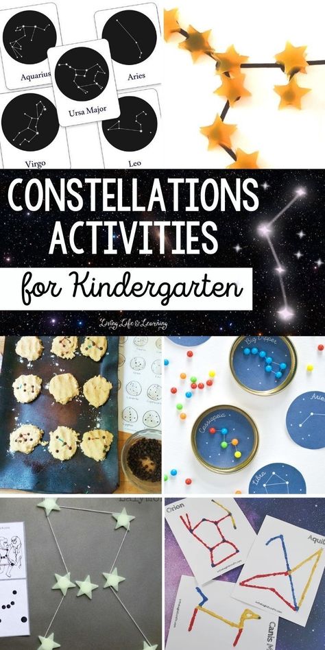 If your young kids love the stars and space, these constellations   activities for kindergarten will surely make them excited to go on a   stargazing activity and more fun homeschool lessons about the stars with   you. Space Homeschool Activities, Space Camp Activities For Kids, Space Theme Kindergarten Activities, Constellation Activities For Kids, Constellations Activities, Space Kindergarten Activities, Constellation Activity, Constellations For Kids, Constellation Activities