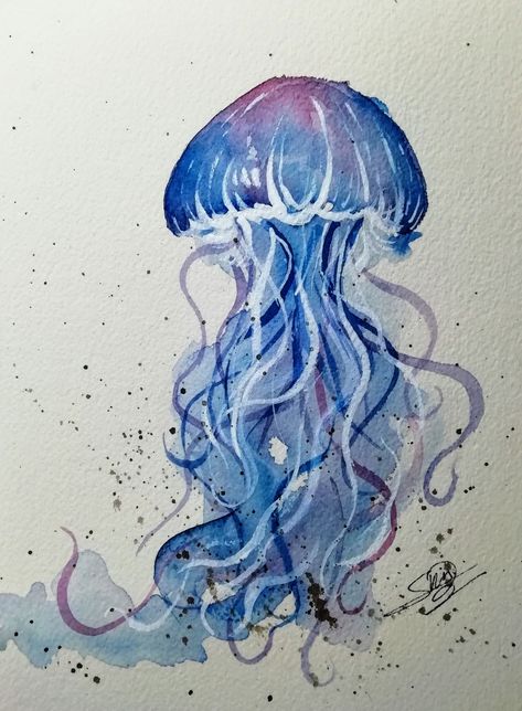 Jellyfish Oil Pastel, Jellyfish Painting Easy, Christian Drawings, Watercolor Jellyfish, Jellyfish Painting, Jellyfish Drawing, Gcse Art Sketchbook, Jellyfish Art, Sea Life Art