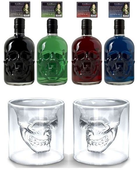 Absinthe - Hamlet Hardcore Green Fairy Absinthe, Absinthe Art, Tequila Bottles, Alcohol Bottles, Skull Decor, Alcohol Recipes, Liquor Bottles, Absinthe, Bar Ideas