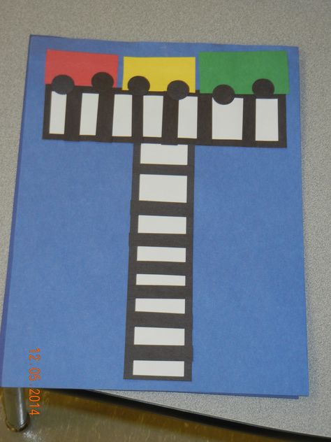 T is for Train and Track Train Crafts Preschool, Preschool Letter T, T Is For Train, Letter T Crafts, Trains Preschool, Prek Art, Train Crafts, Prek Crafts, Alphabet Crafts Preschool