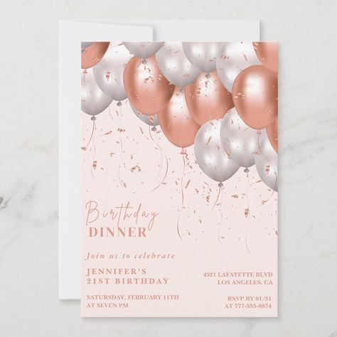 21st birthday invitations Balloon Glam Rose Gold 65th Birthday Invitations, 75th Birthday Invitations, 10th Birthday Invitation, 13th Birthday Invitations, 90th Birthday Invitations, 70th Birthday Invitations, 80th Birthday Invitations, 42nd Birthday, 41st Birthday