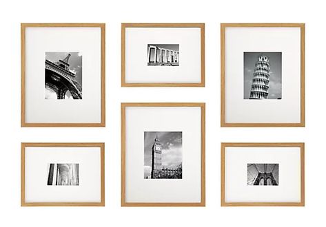 Profile Mixed Grid Picture Frame Set of 6 - Modern Home Decor - Room & Board Horizontal And Vertical Picture Wall, Vertical Gallery Wall, Hanging Family Photos, Wall Frame Design, Hallway Pictures, Gallery Wall Layout, Entryway Inspiration, Picture Frame Set, Photo Wall Gallery