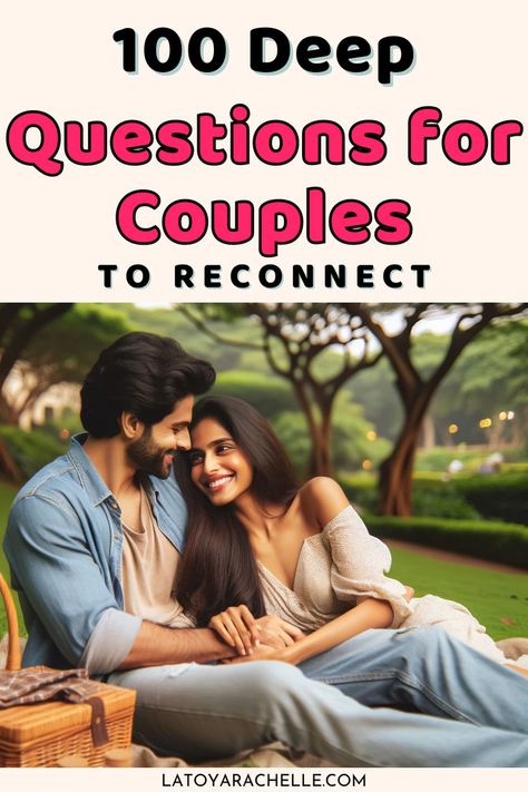 text reads - 100 deep questions for couples to reconnect Get To Know Someone Questions, Crush Conversation Starters, Questions To Ask Couples, Funny Conversation Starters, Intimate Questions For Couples, Family Conversation Starters, Boyfriend Questions, 100 Questions To Ask, Thoughtful Questions