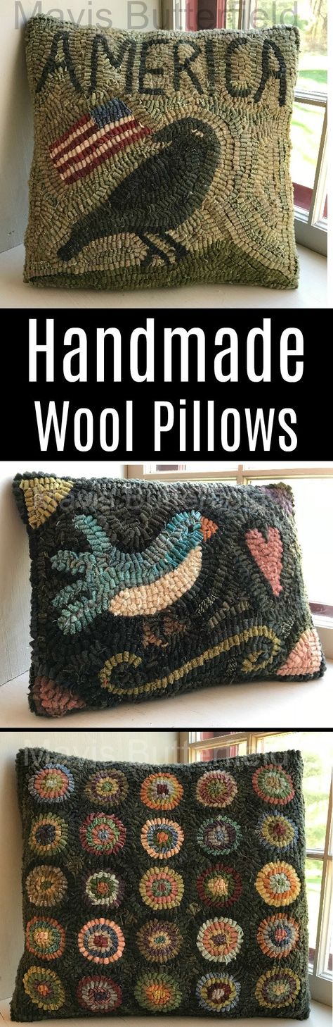 My 15 Goals for 2018 : Week 18 of 52 - One Hundred Dollars a Month Wool Hooking, Hand Hooked Pillows, Old Clothes Diy, Primitive Rug Hooking, Hooking Rugs, Hook Rugs, Punch Embroidery, Hooked Rugs Primitive, Locker Hooking