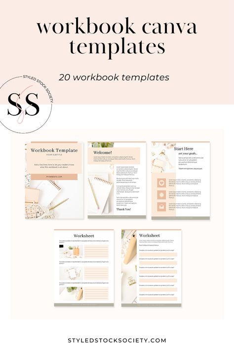 Do you have an online course or just want to teach your audience how to do something? Then you'll need a way they can easily follow along and retain what their learning. A workbook is perfect for this!  Create a beautiful workbook in minutes with our Canva Workbook Templates! Click through to preview the canva workbook templates, which are free for Styled Stock Society members. #ecourse #canvatemplates #onlinecourse #graphictemplates #businessowner #branding #onlinemarketing Ebook Template Design, Workbook Design, Ebook Design, Marketing Graphics, Instagram Graphics, Workbook Template, Branding Resources, Blog Graphics, Ebook Template