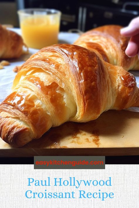 Paul Hollywood Croissant Recipe Croissant Recipe Easy, Paul Hollywood Bread Recipes, Paul Hollywood Bread, Paul Hollywood Recipes, British Baking Show Recipes, British Bake Off Recipes, Bake Off Recipes, Homemade Croissants, Croissant Recipe