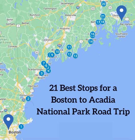 21 Best Stops for a Boston to Acadia National Park Road Trip Maine Road Trip, Massachusetts Travel, New England Road Trip, East Coast Travel, East Coast Road Trip, Maine Vacation, Maine Travel, New England Travel, National Park Road Trip