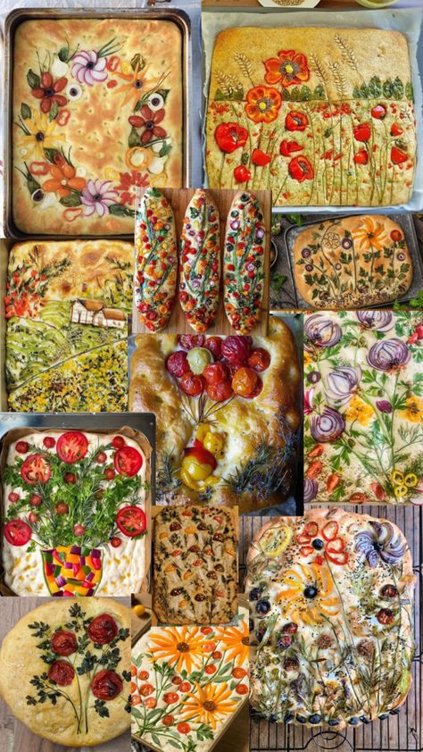 Focaccia inspo Focaccia Design, Focaccia Aesthetic, Decorated Focaccia Bread, Decorated Focaccia, Garden Focaccia, Green Vibes, Focaccia Bread, Supper Club, Visual Inspiration