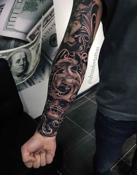 Bird Tattoo Sleeves, Black And Grey Sleeve, Black And Grey Tattoos Sleeve, Small Wave Tattoo, Tattoos Black, Tattoos Sleeve, Omerta Tattoo, Tattoo Prices, Back Of Shoulder Tattoo