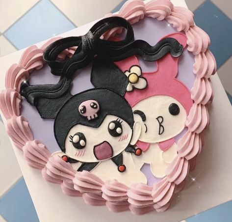 My Melody Cake, Melody Cake, Kuromi Cake, Hello Kitty Theme Party, Hello Kitty Birthday Cake, Purple Cakes Birthday, Bts Cake, Hello Kitty Birthday Party, Birthday Cake Pops