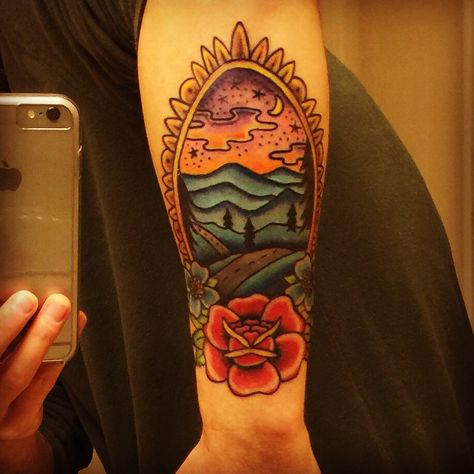 New Blue Ridge mountain Tattoo done by Matt Huxtable from Anchor Tattoo Parlor in Hendersonville, NC. Blue Ridge Tattoo, Blue Ridge Mountain Tattoo, Blue Ridge Mountains Tattoo, Mountains Tattoo, Ancient Tattoo, Blue Ridge Mountain, Tattoo Parlor, Hendersonville Nc, Anchor Tattoo