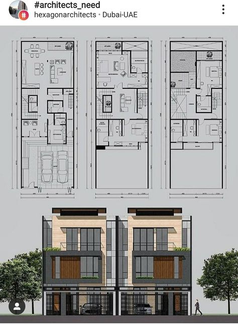 Three Story House, Townhouse Designs, Building Plans House, Architectural Floor Plans, Modern House Facades, House Arch Design, Architect Design House, Architecture Model House, Modern Exterior House Designs