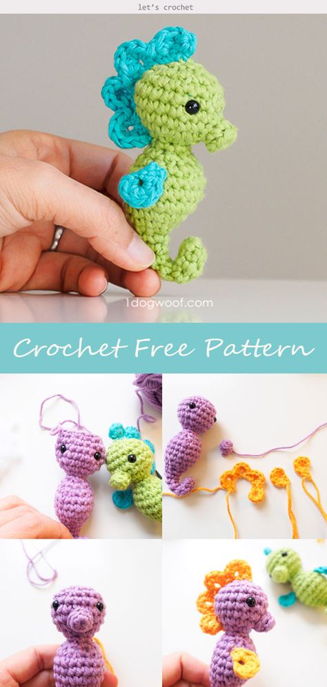 Amigurumi Seahorse Crochet Free Pattern #letscrochetfreepattern #crochetanimalsamigurumi #crochetkeychain Amigurumi Seahorse, Crochet Seahorse, Seahorse Crochet, Easy Knitting Projects, Pola Amigurumi, Easy Crochet Projects, Crochet Amigurumi Free Patterns, Crochet Amigurumi Free, Crochet Free