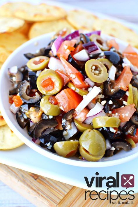 Olive Salsa Recipe, Jewish Style Olive Dip, Black Olive Dip, Recipes With Olives, Green Olive Dip, Olive Dip Recipe, Black Olives Recipes, Olive Salsa, Salty Side Dish